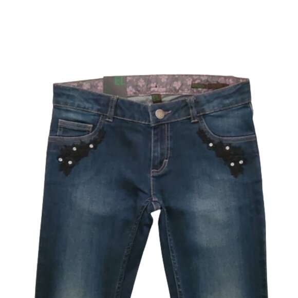 Benetton Jeans Women's Adjustable Waist Stretch Slim Denim Jeans Waist 28 NWT - Picture 3 of 16